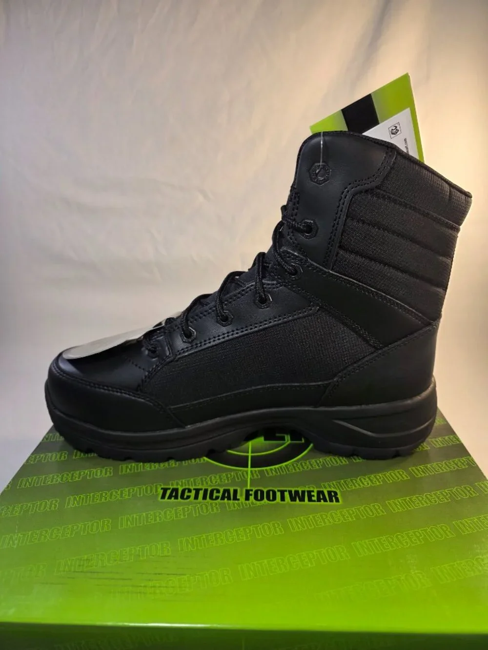 Interceptor Men's Black Leather Tactical Steel Toe Boots Force 2.0 Size 8.5 NWT